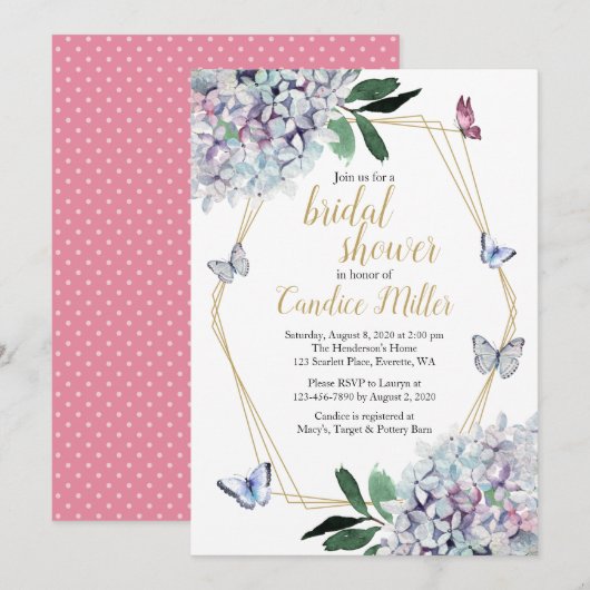 invitation à la douche de papillon nuptiale hydran (Devant / Derrière)