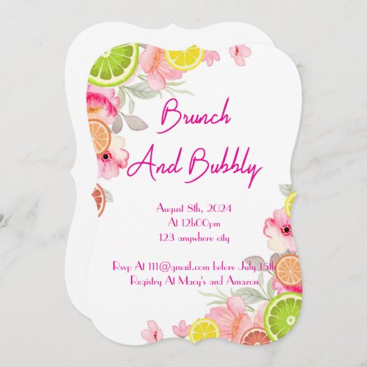 INVITATION À LA DOUCHE DE PONT DE CITRUS (Devant / Derrière)