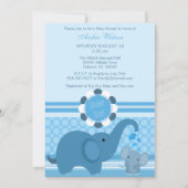 Invitation à la douche d'éléphant pour bébés (Devant)