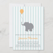 Invitation à la douche d'éléphant pour bébés (Devant)