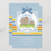 Invitation à la douche d'éléphant pour maman et bé (Devant / Derrière)
