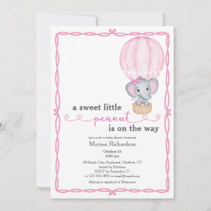 Invitation à la douche d'éléphant rose