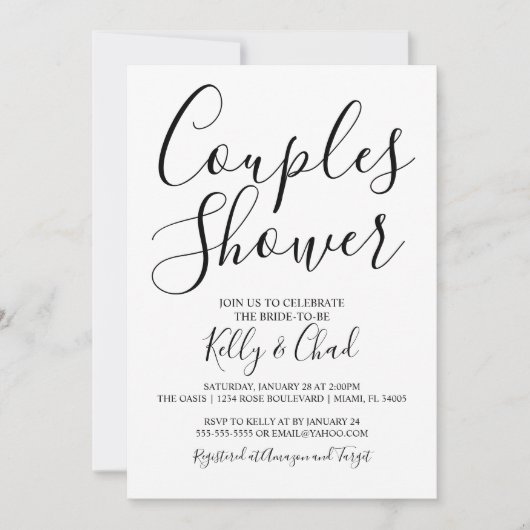 Invitation à la douche des couples noirs et blancs (Devant)
