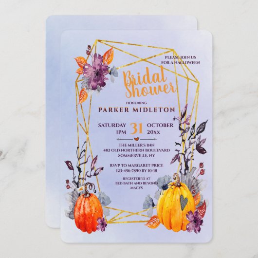 Invitation à la douche d'Halloween (Devant / Derrière)