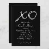 Invitation à la douche du couple XO en argent (Devant / Derrière)