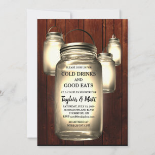 Invitation à la douche du Mariage Mason Jar Couple