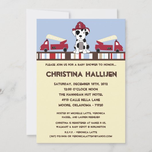 Invitation à la douche du moteur à incendie 5x7 (Devant)