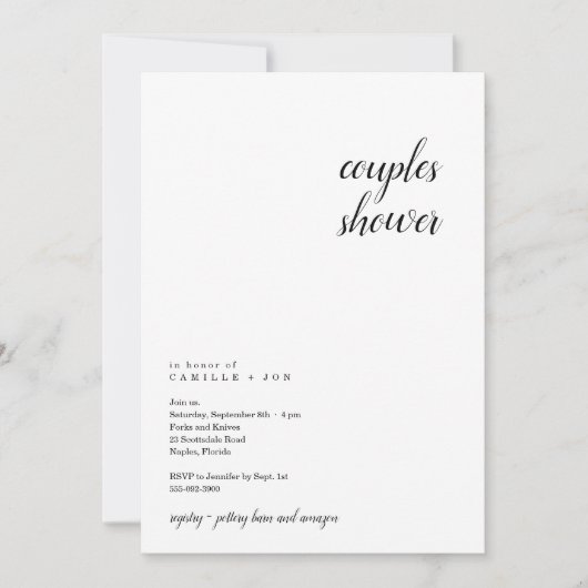 Invitation à la douche d'un couple moderne et mini (Devant)