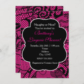 Invitation à la douche en dentelle rose et noire (Devant / Derrière)