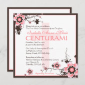 Invitation à la douche en fleurs de cerisiers rose (Devant / Derrière)