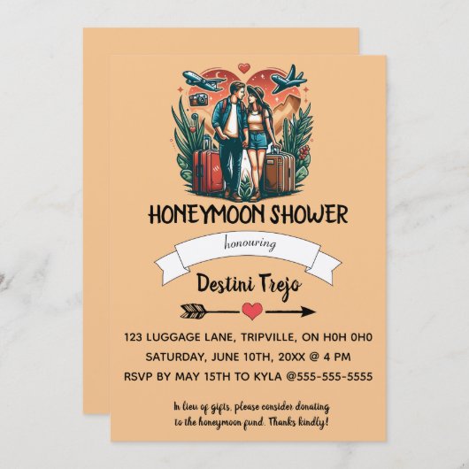 Invitation à la douche en lune de miel modifiable (Devant / Derrière)