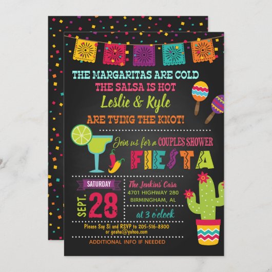 Invitation à la douche Fiesta Couples (Devant / Derrière)