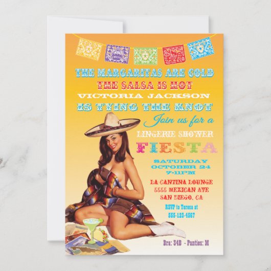 Invitation à la douche Fiesta du Mexique (Devant)