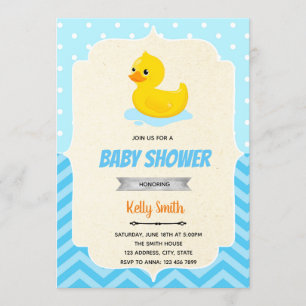 Invitation à la douche garçon canard en caoutchouc