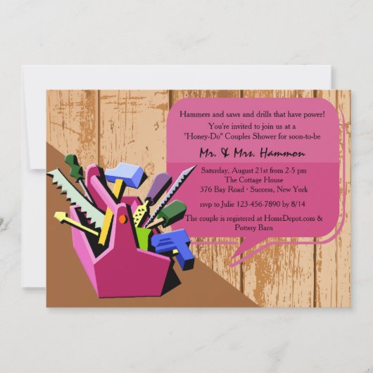 Invitation à la douche Honey-Do Couples (Devant)