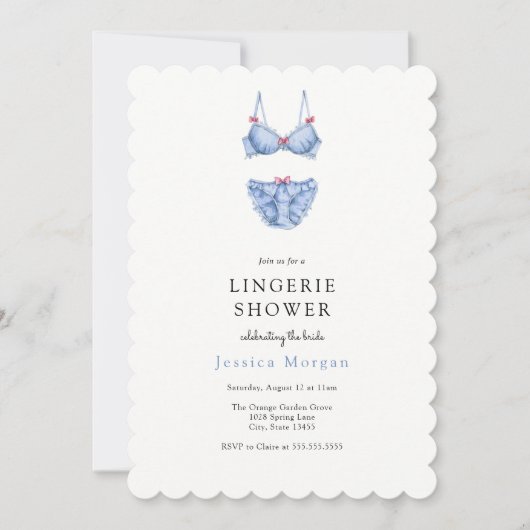 Invitation à la douche Lingerie Bleue (Devant)