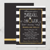 Invitation à la douche Mariage à anneaux noire bla (Devant / Derrière)