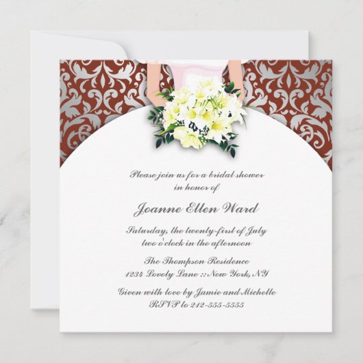 invitation à la douche marron et jaune (Devant)