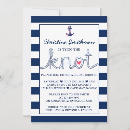 Invitation à la douche nautique - Jeu de noeuds (Devant)