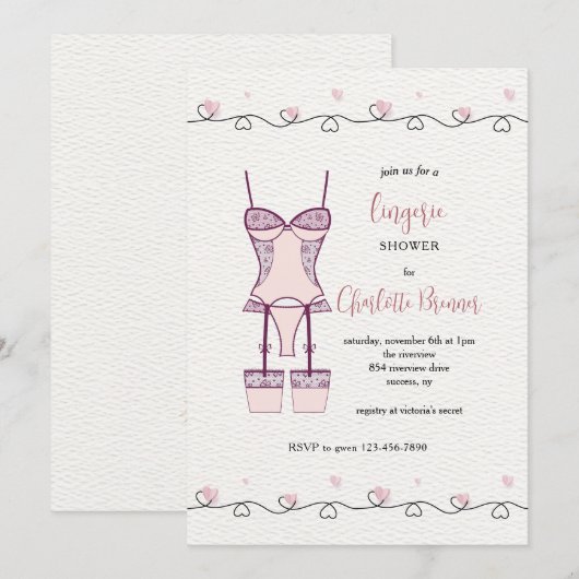 Invitation à la douche nuptiale (Devant / Derrière)