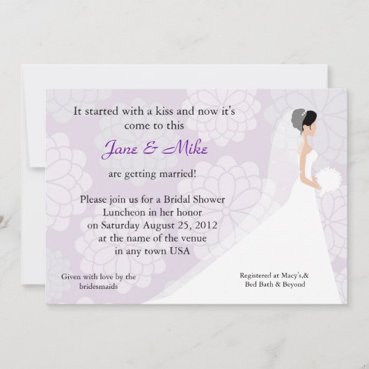 Invitation à la douche nuptiale (Devant)