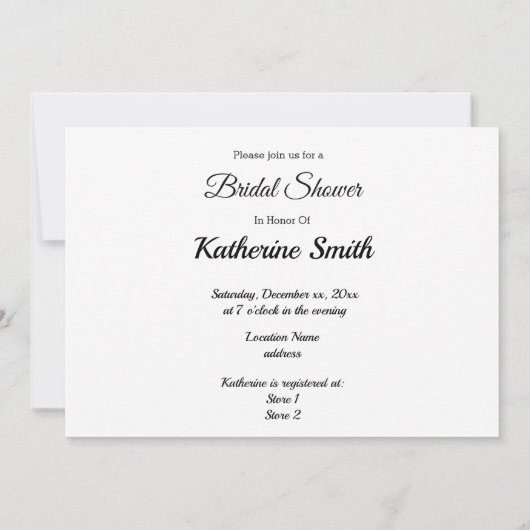 Invitation à la douche nuptiale (Dos)