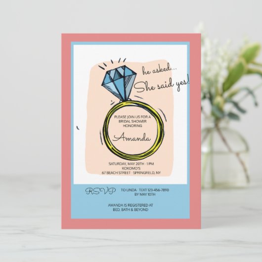 Invitation à la douche nuptiale (Debout devant)