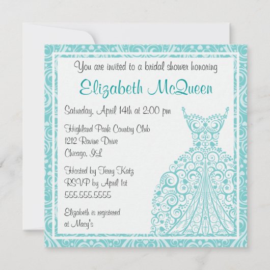 Invitation à la douche nuptiale (Dos)