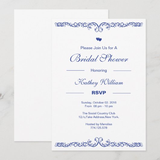 Invitation à la douche nuptiale (Devant / Derrière)