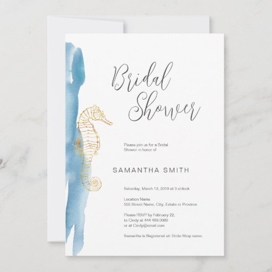 Invitation à la douche nuptiale (Devant)