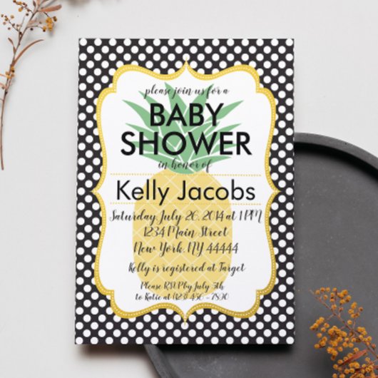 Invitation à la douche nuptiale à ananas Polkadot