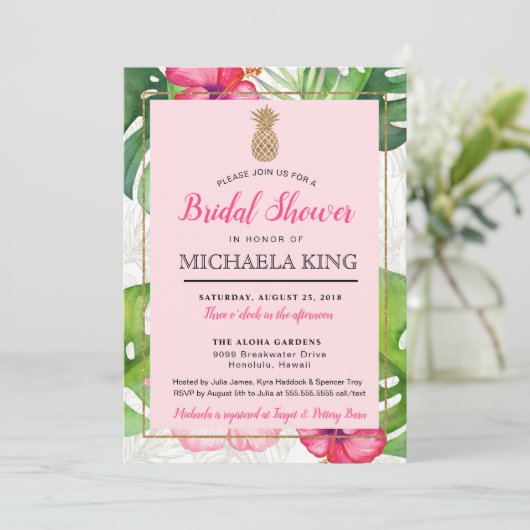Invitation à la douche nuptiale à ananas tropicale (Debout devant)