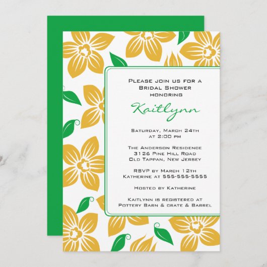 Invitation à la douche nuptiale à cadre orchidées  (Devant / Derrière)