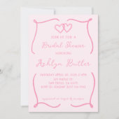Invitation à la douche nuptiale à cadre rose (Devant)