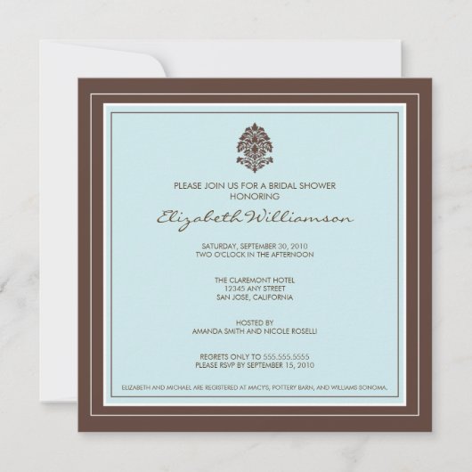 Invitation à la douche nuptiale à cadre simple (aq (Devant)