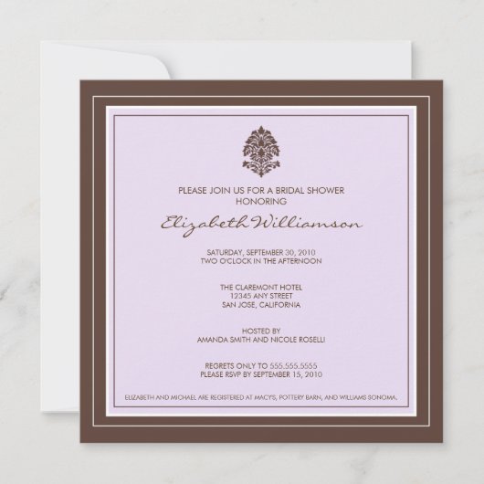 Invitation à la douche nuptiale à cadre simple (la (Devant)