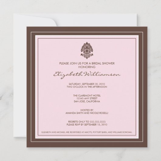 Invitation à la douche nuptiale à cadre simple (ro (Devant)