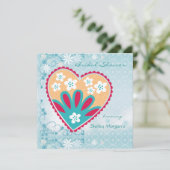 Invitation à la douche nuptiale à coeur floral (Debout devant)