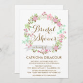 Invitation à la douche nuptiale à couronne fleurie (Devant / Derrière)