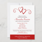 Invitation à la douche nuptiale à deux coeurs Red  (Devant)