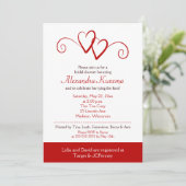 Invitation à la douche nuptiale à deux coeurs Red  (Debout devant)