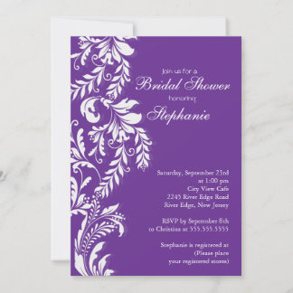 Invitation à la douche nuptiale à feuilles mauves