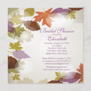 Invitation à la douche nuptiale à feuilles mauves