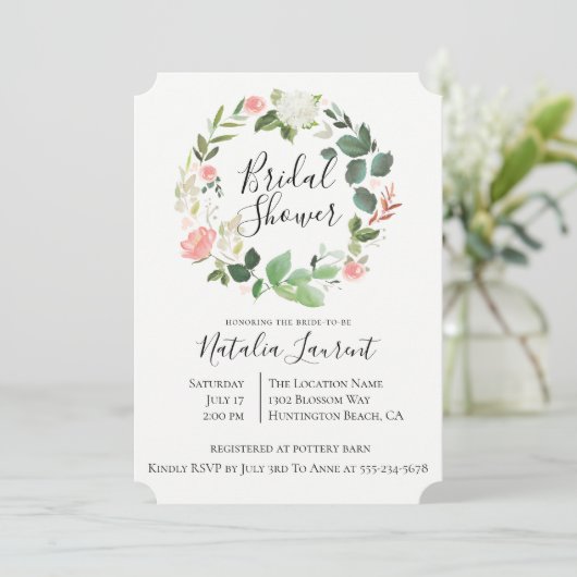 Invitation à la douche nuptiale à fleurs blanches (Debout devant)