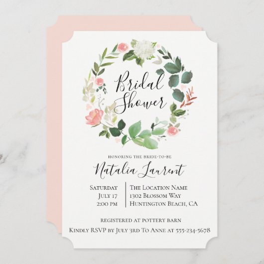 Invitation à la douche nuptiale à fleurs blanches (Devant / Derrière)