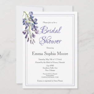 Invitation à la douche nuptiale à fleurs bleues