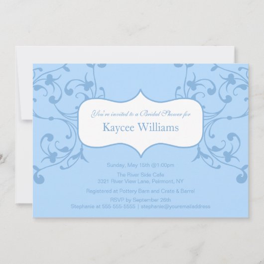 Invitation à la douche nuptiale à fleurs bleues (Devant)