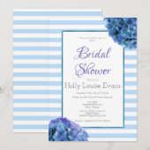 Invitation à la douche nuptiale à fleurs bleues et (Devant / Derrière)