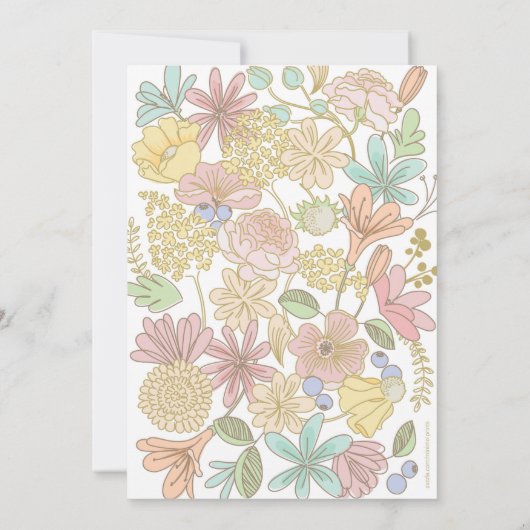 Invitation à la douche nuptiale à fleurs de printe (Dos)