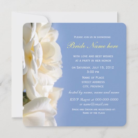 invitation à la douche nuptiale à fleurs de rose b (Devant)